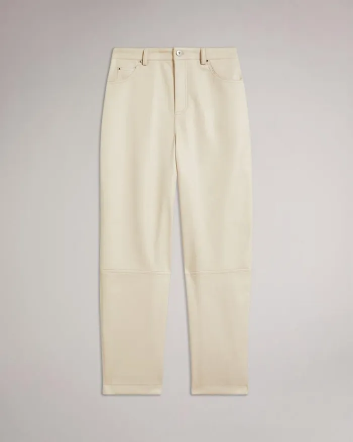 Straight Leg Faux Leather Trousers Natural Women Ted Baker Clothing