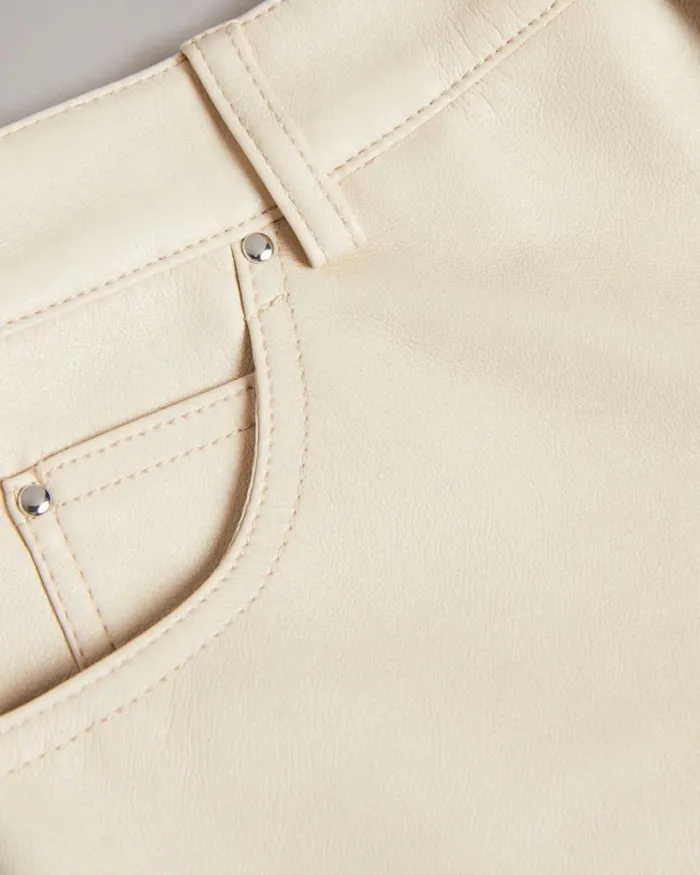 Straight Leg Faux Leather Trousers Natural Women Ted Baker Clothing Straight Leg Faux Leather Trousers Natural Women Ted Baker Clothing