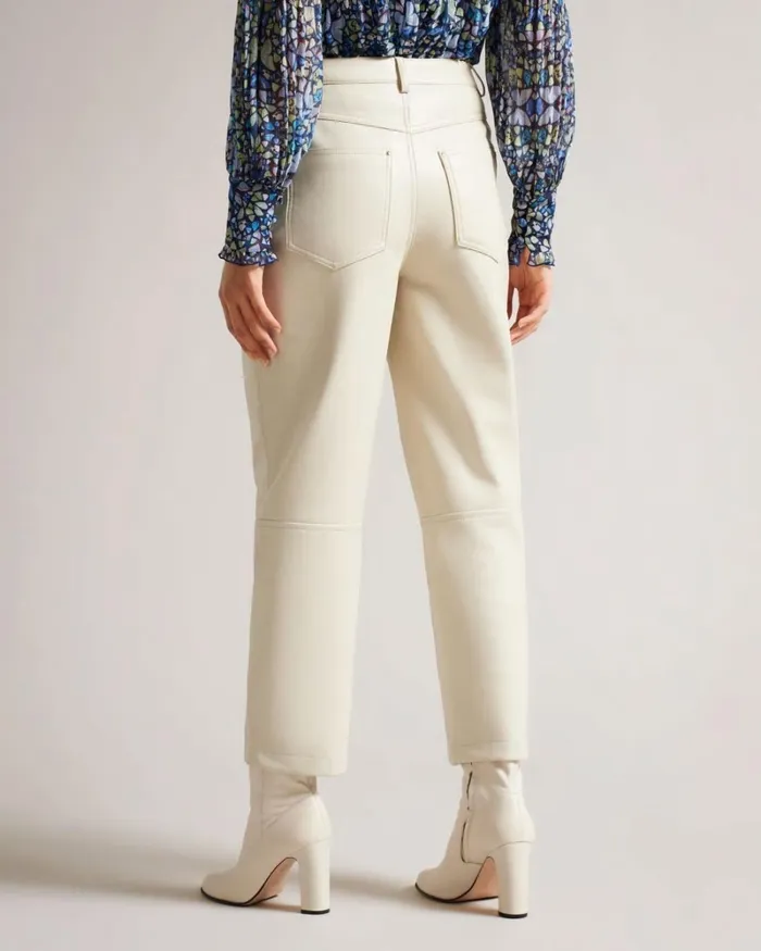 Straight Leg Faux Leather Trousers Natural Women Ted Baker Clothing Straight Leg Faux Leather Trousers Natural Women Ted Baker Clothing