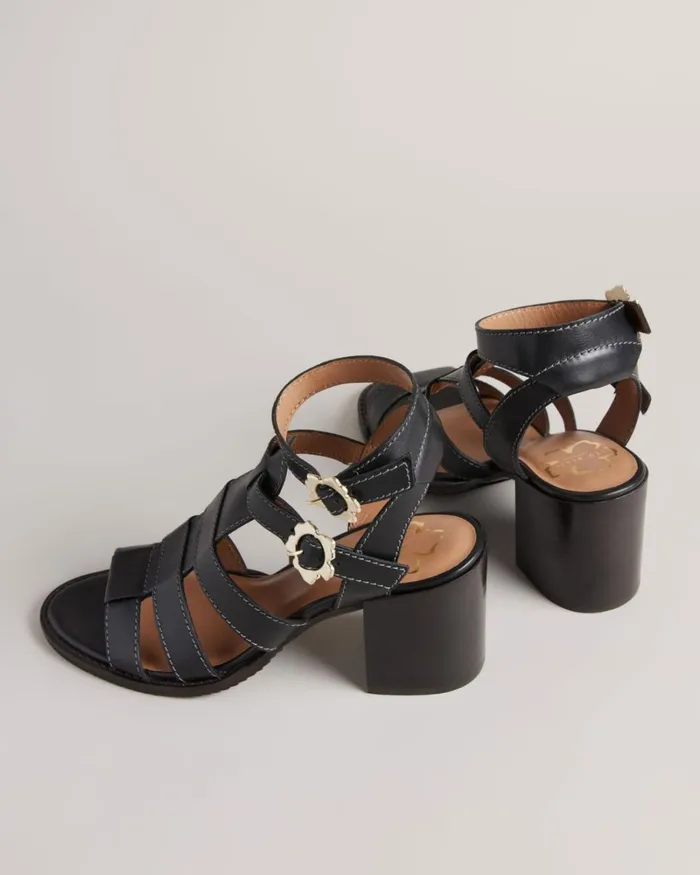 Strappy Block Heeled Leather Sandals Black Women Ted Baker Sandals and Sliders Strappy Block Heeled Leather Sandals Black Women Ted Baker Sandals and Sliders