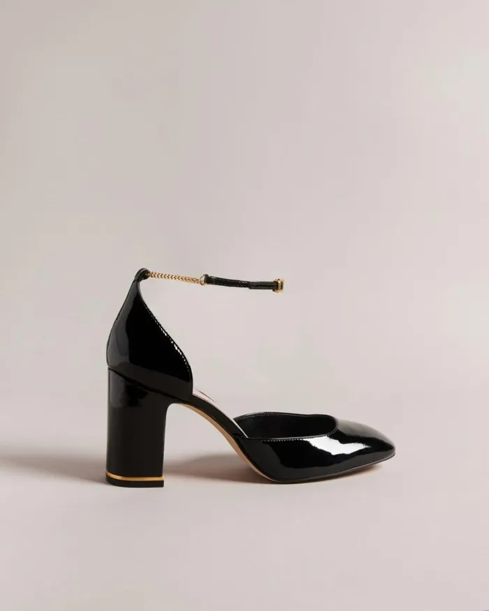 Strappy Chain Patent Heels Black Women Ted Baker Heels