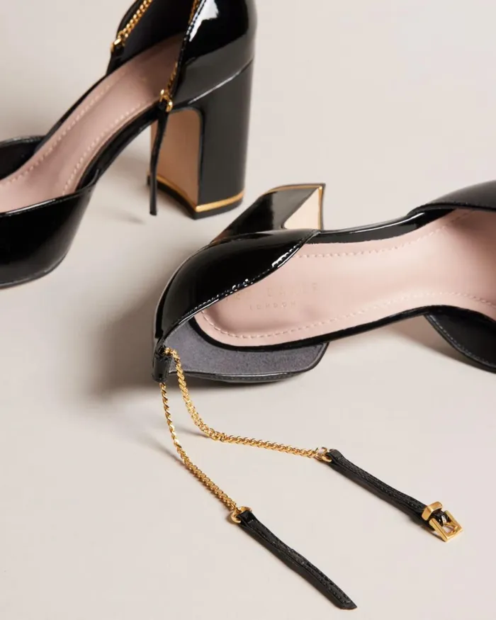 Strappy Chain Patent Heels Black Women Ted Baker Heels