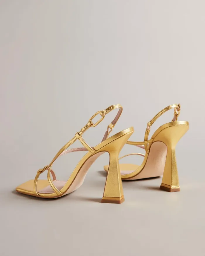 Strappy Geometric Heeled Sandals Gold Women Ted Baker Sandals and Sliders