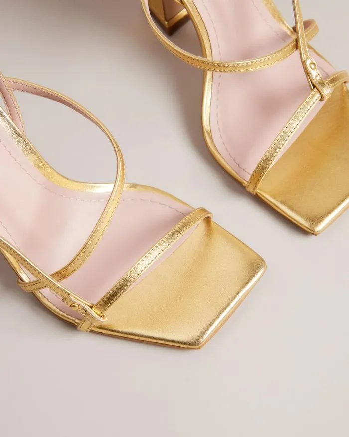 Strappy Geometric Heeled Sandals Gold Women Ted Baker Sandals and Sliders
