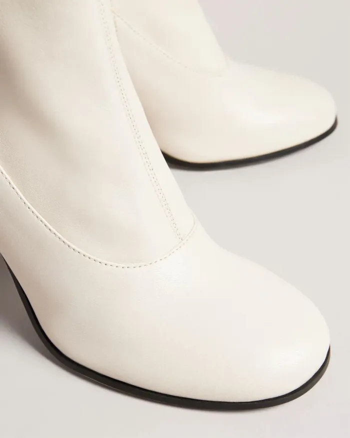Stretch Ankle Leather Boots Ecru Women Ted Baker Heels