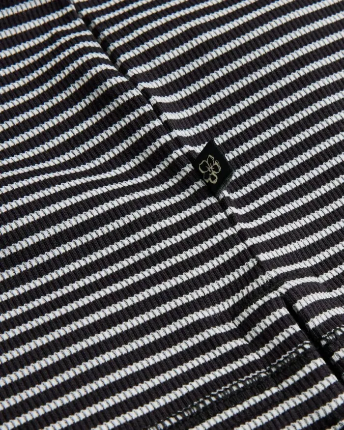 Striped Polo Shirt With Grandad Collar Black Men Ted Baker Clothing Striped Polo Shirt With Grandad Collar Black Men Ted Baker Clothing