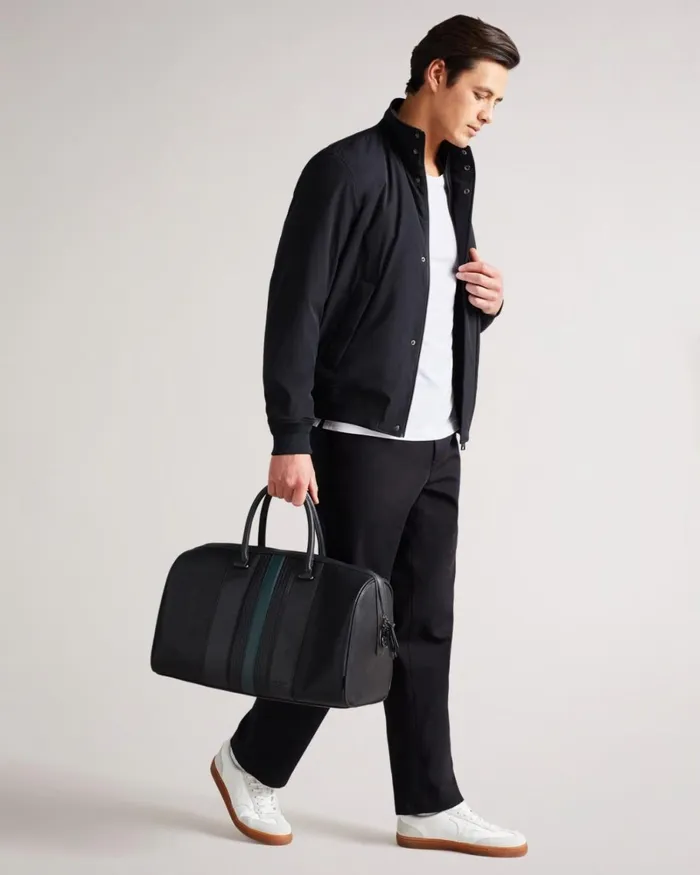 Striped PU Holdall Black Men Ted Baker Duffel Bags