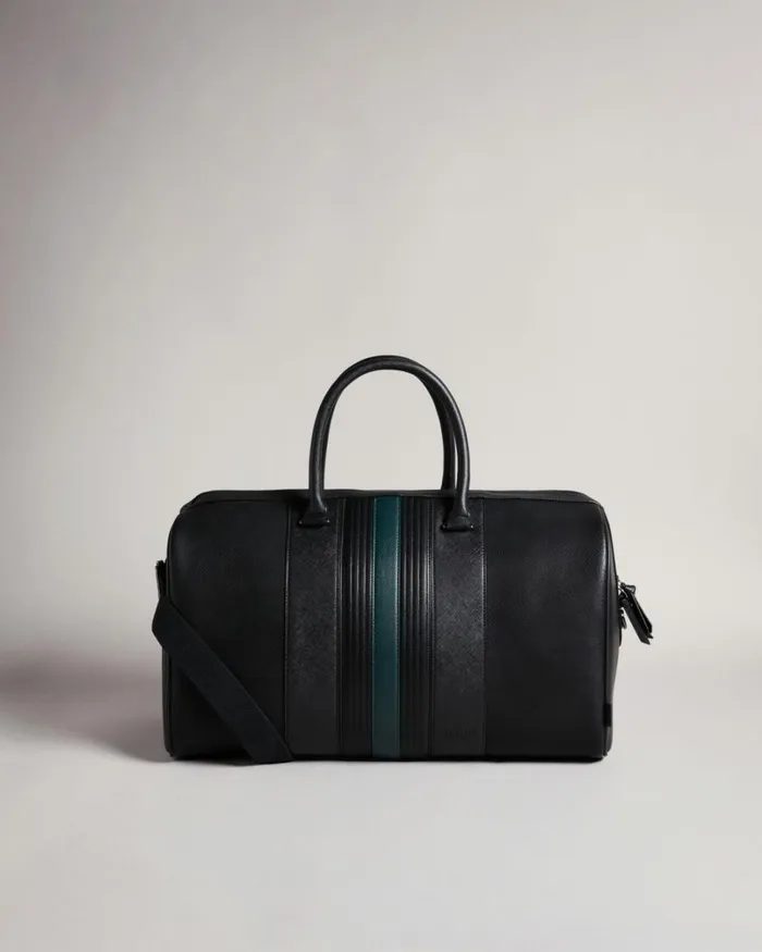 Striped PU Holdall Black Men Ted Baker Duffel Bags Striped PU Holdall Black Men Ted Baker Duffel Bags