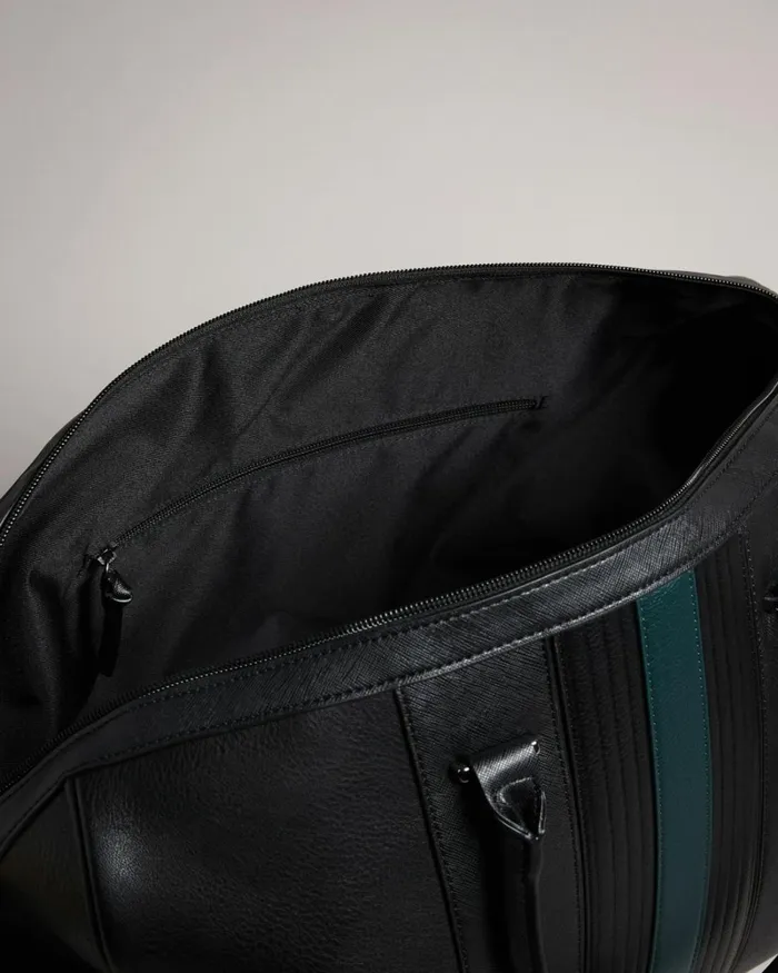 Striped PU Holdall Black Men Ted Baker Duffel Bags Striped PU Holdall Black Men Ted Baker Duffel Bags