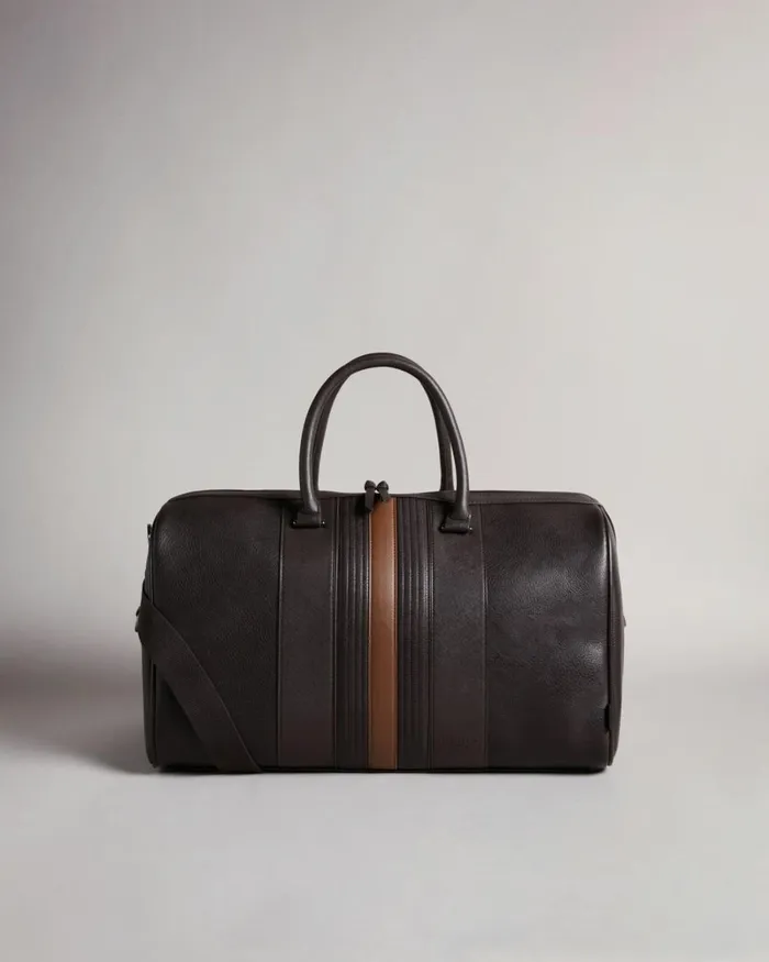 Striped PU Holdall BrnChoc Men Ted Baker Duffel Bags Striped PU Holdall BrnChoc Men Ted Baker Duffel Bags