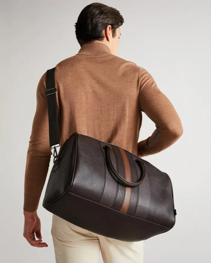 Striped PU Holdall BrnChoc Men Ted Baker Duffel Bags Striped PU Holdall BrnChoc Men Ted Baker Duffel Bags