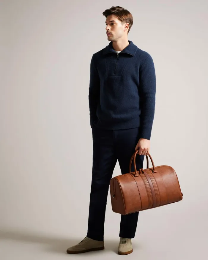 Striped PU Holdall Tan Men Ted Baker Duffel Bags