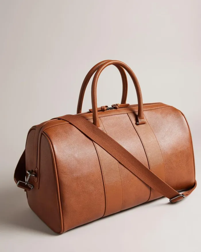Striped PU Holdall Tan Men Ted Baker Duffel Bags Striped PU Holdall Tan Men Ted Baker Duffel Bags