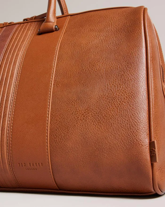 Striped PU Holdall Tan Men Ted Baker Duffel Bags Striped PU Holdall Tan Men Ted Baker Duffel Bags