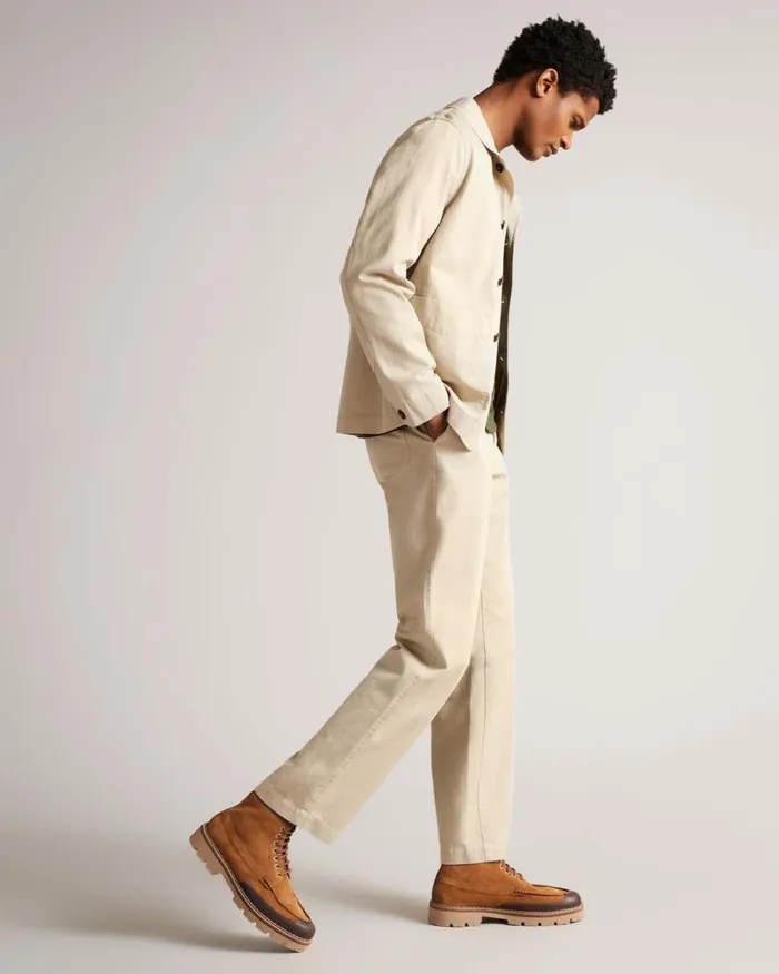 Suede Chunky Sole Moccasin Boot Tan Men Ted Baker Boots