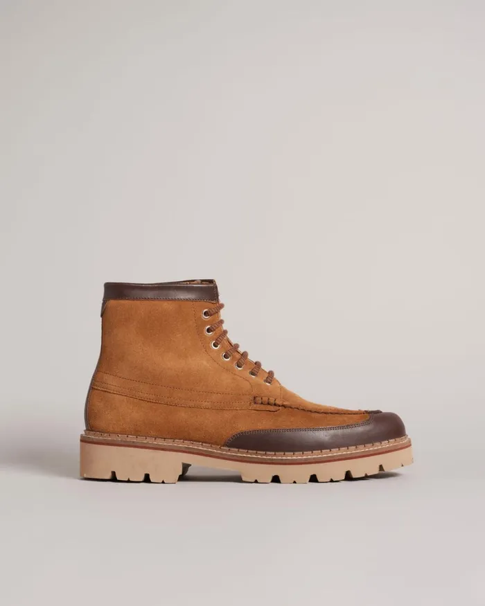 Suede Chunky Sole Moccasin Boot Tan Men Ted Baker Boots Suede Chunky Sole Moccasin Boot Tan Men Ted Baker Boots