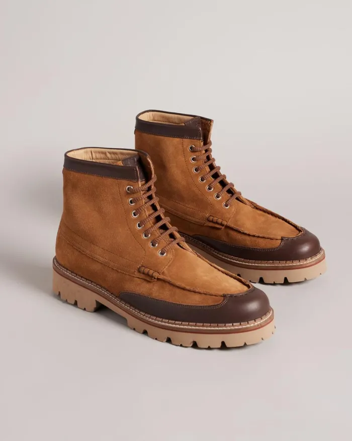 Suede Chunky Sole Moccasin Boot Tan Men Ted Baker Boots Suede Chunky Sole Moccasin Boot Tan Men Ted Baker Boots