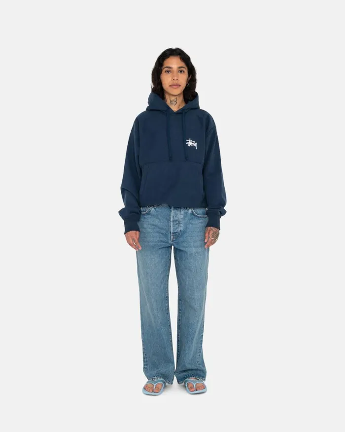 Sweats Men Stussy BASIC STSSY HOODIE Navy Sweats Men Stussy BASIC STSSY HOODIE Navy
