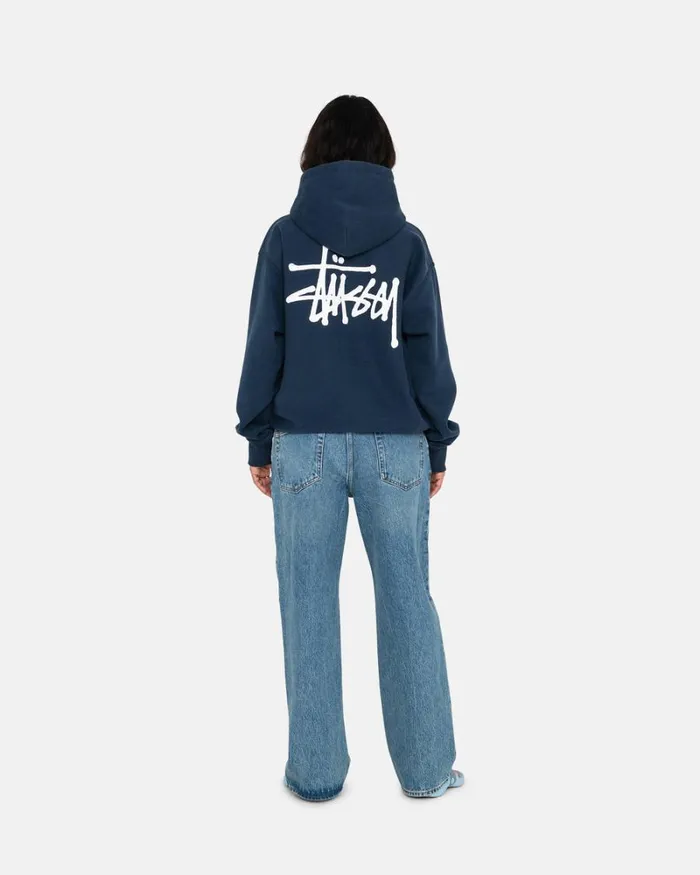 Sweats Men Stussy BASIC STSSY HOODIE Navy Sweats Men Stussy BASIC STSSY HOODIE Navy