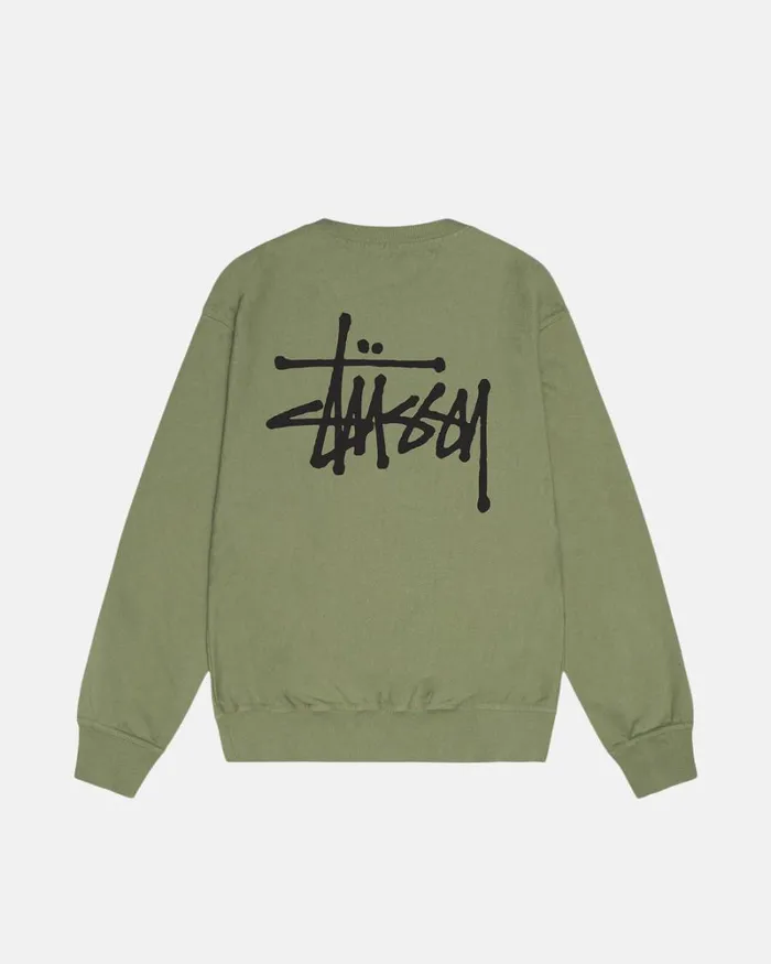 Sweats Men Stussy BASIC STSSY PIGMENT DYED CREW Artichoke