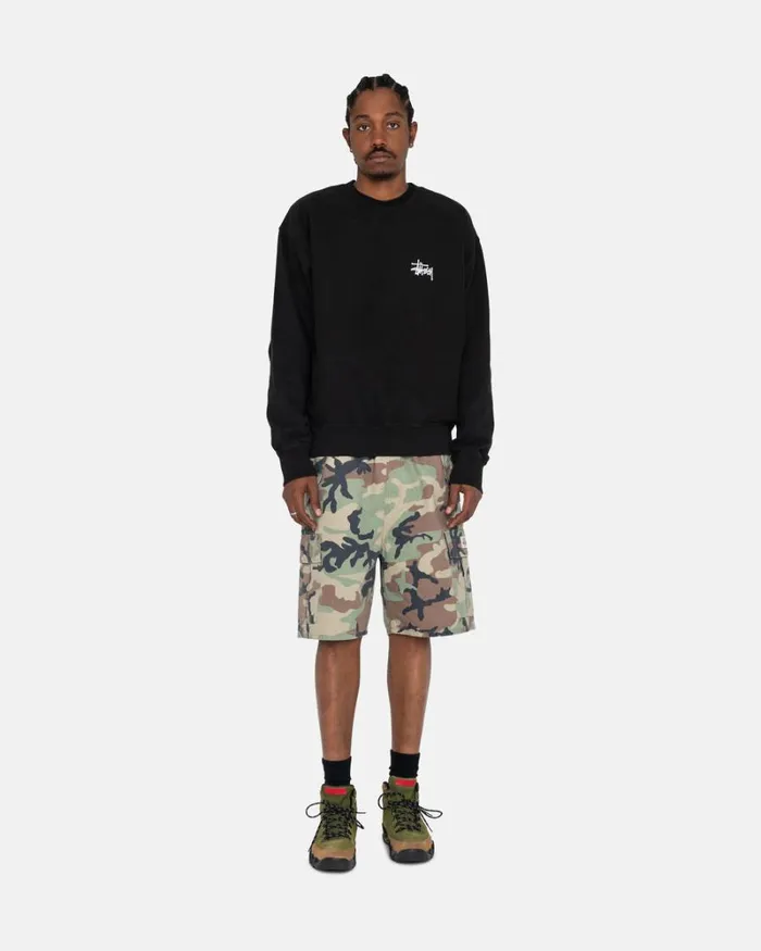 Sweats Men Stussy BASIC STSSY PIGMENT DYED CREW Black Sweats Men Stussy BASIC STSSY PIGMENT DYED CREW Black