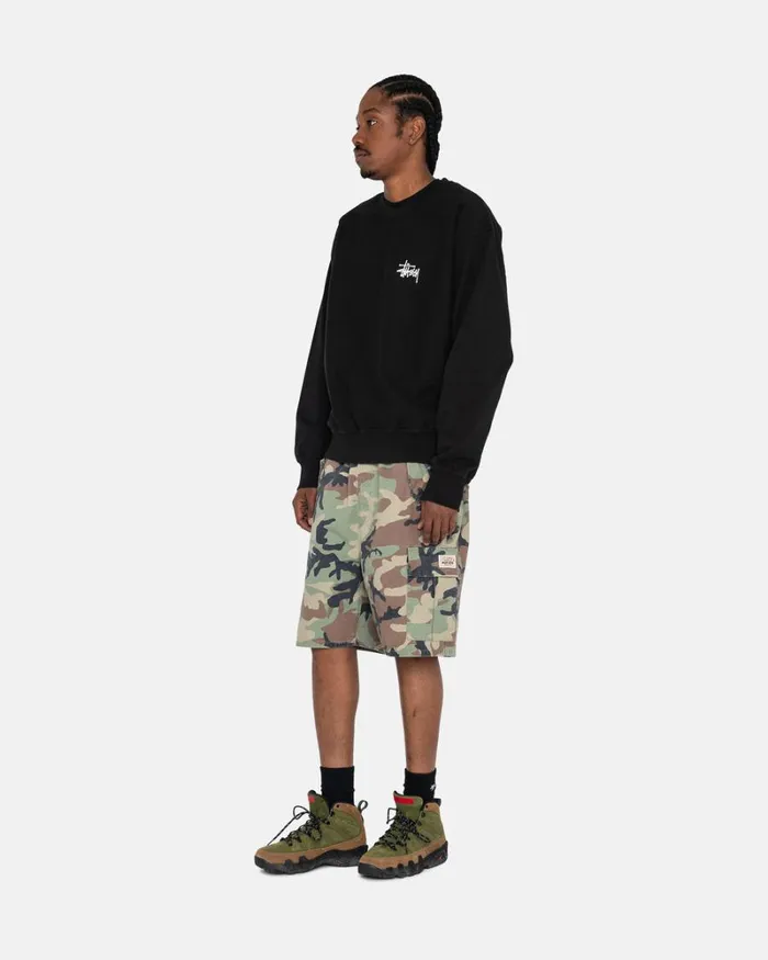 Sweats Men Stussy BASIC STSSY PIGMENT DYED CREW Black Sweats Men Stussy BASIC STSSY PIGMENT DYED CREW Black