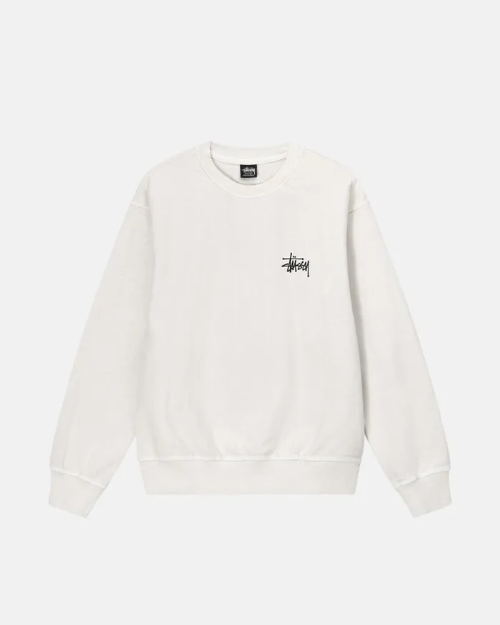 Sweats Men Stussy BASIC STSSY PIGMENT DYED CREW Natural Sweats Men Stussy BASIC STSSY PIGMENT DYED CREW Natural