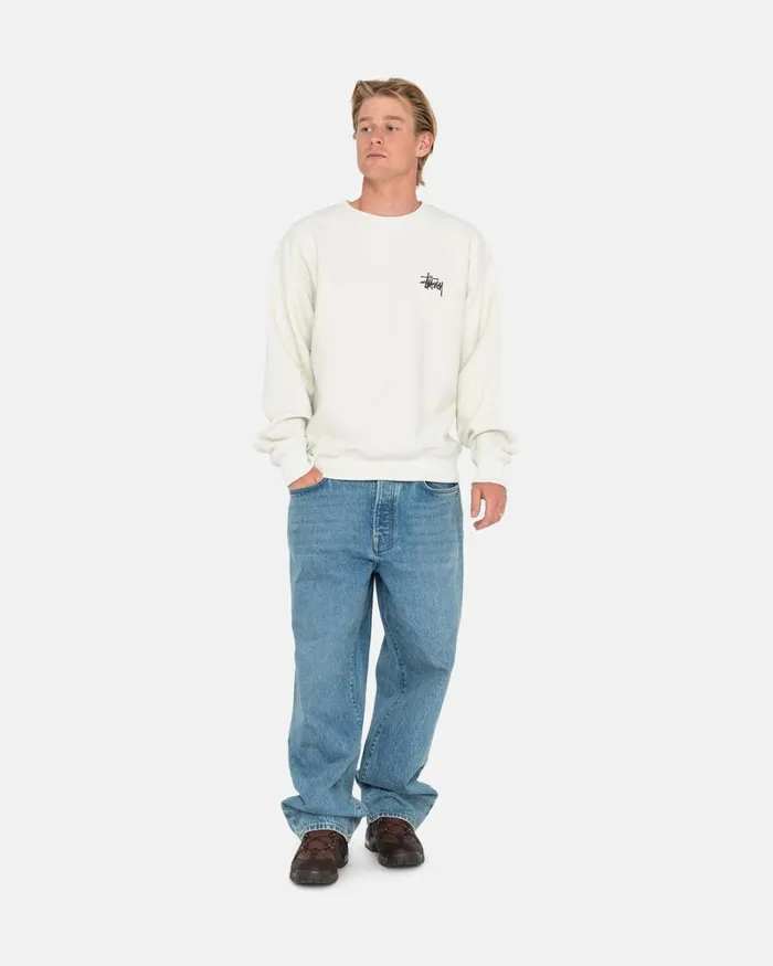 Sweats Men Stussy BASIC STSSY PIGMENT DYED CREW Natural Sweats Men Stussy BASIC STSSY PIGMENT DYED CREW Natural