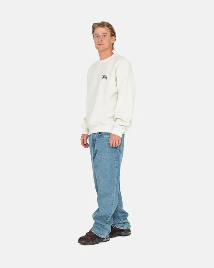 Sweats Men Stussy BASIC STSSY PIGMENT DYED CREW Natural Sweats Men Stussy BASIC STSSY PIGMENT DYED CREW Natural