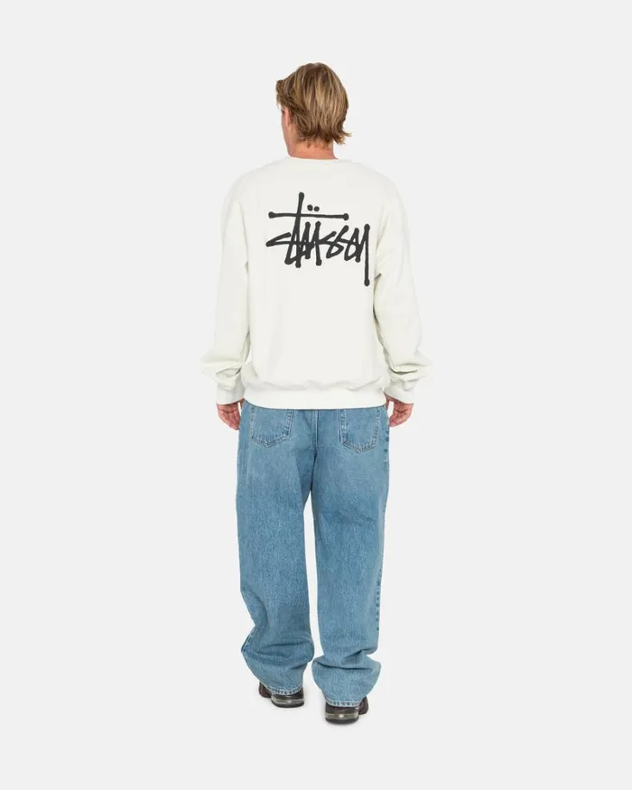 Sweats Men Stussy BASIC STSSY PIGMENT DYED CREW Natural Sweats Men Stussy BASIC STSSY PIGMENT DYED CREW Natural