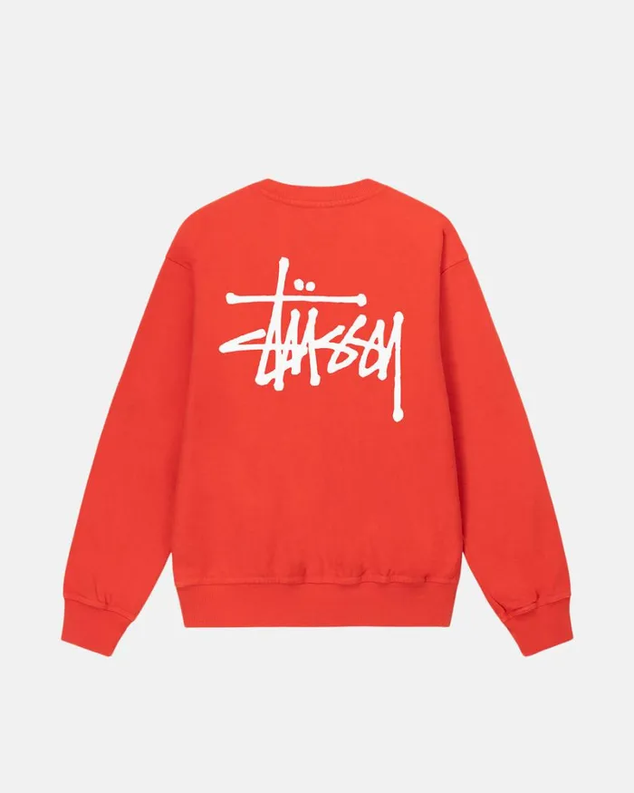 Sweats Men Stussy BASIC STSSY PIGMENT DYED CREW Tomato