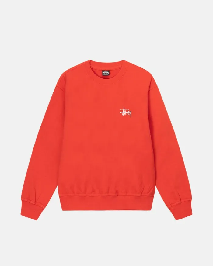 Sweats Men Stussy BASIC STSSY PIGMENT DYED CREW Tomato Sweats Men Stussy BASIC STSSY PIGMENT DYED CREW Tomato