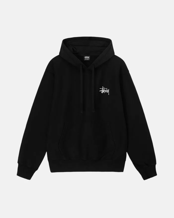 Sweats Men Stussy BASIC STSSY PIGMENT DYED HOODIE Black Sweats Men Stussy BASIC STSSY PIGMENT DYED HOODIE Black