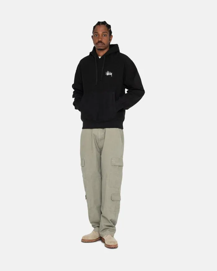 Sweats Men Stussy BASIC STSSY PIGMENT DYED HOODIE Black Sweats Men Stussy BASIC STSSY PIGMENT DYED HOODIE Black