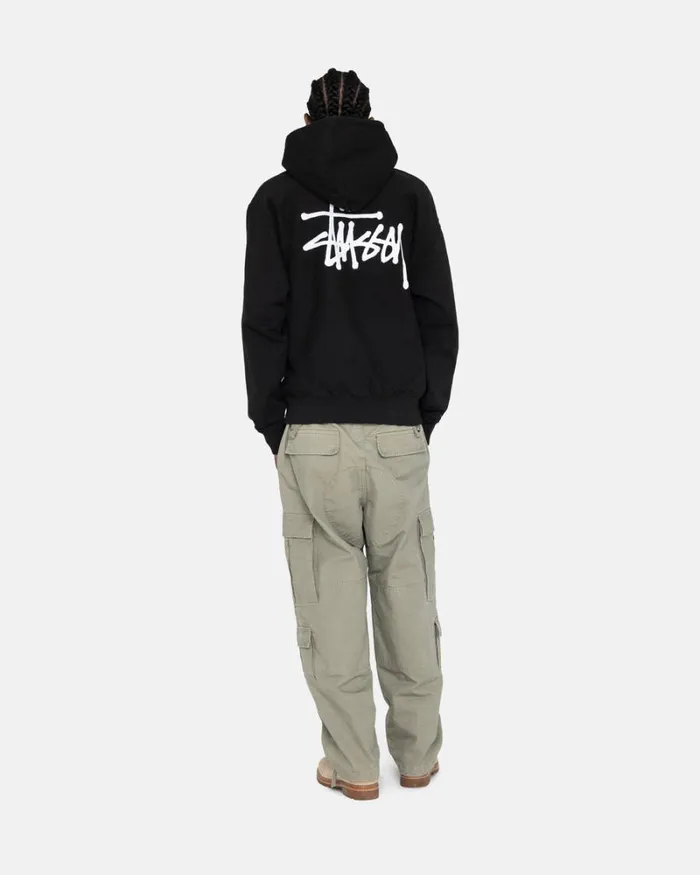 Sweats Men Stussy BASIC STSSY PIGMENT DYED HOODIE Black Sweats Men Stussy BASIC STSSY PIGMENT DYED HOODIE Black