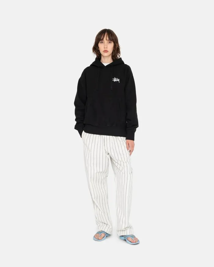 Sweats Men Stussy BASIC STSSY PIGMENT DYED HOODIE Black Sweats Men Stussy BASIC STSSY PIGMENT DYED HOODIE Black