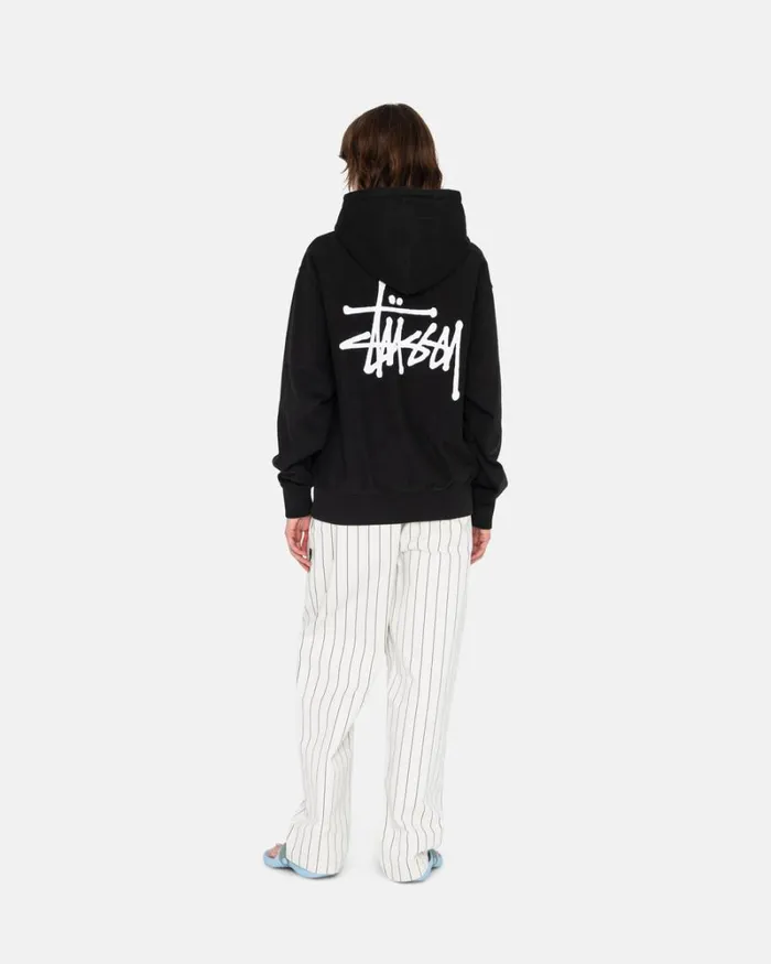 Sweats Men Stussy BASIC STSSY PIGMENT DYED HOODIE Black Sweats Men Stussy BASIC STSSY PIGMENT DYED HOODIE Black