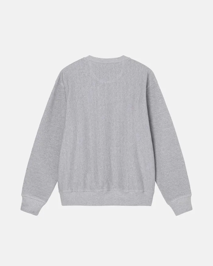 Sweats Men Stussy CONTRAST STITCH LABEL CREW Grey Heather Sweats Men Stussy CONTRAST STITCH LABEL CREW Grey Heather