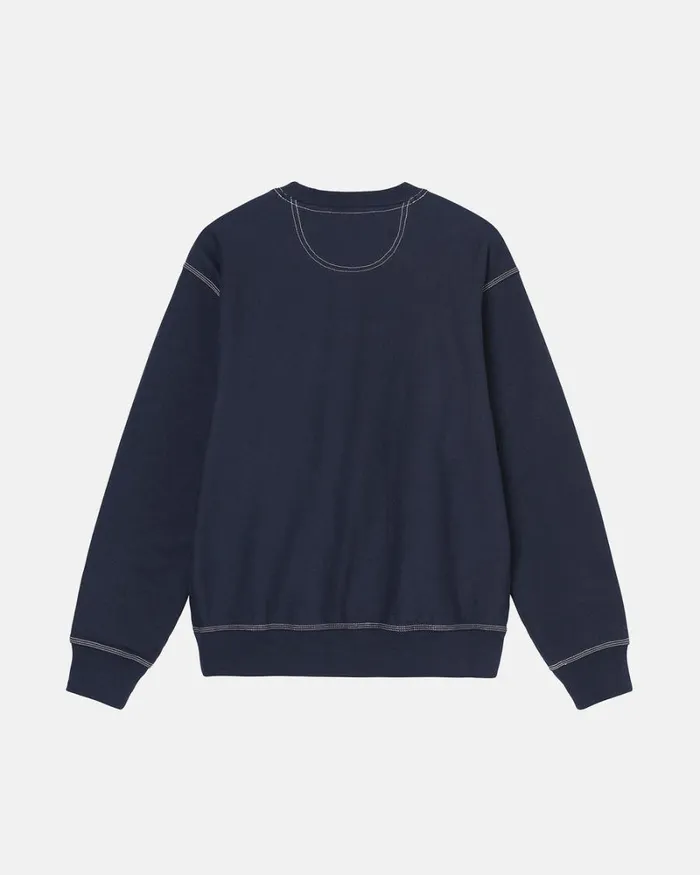 Sweats Men Stussy CONTRAST STITCH LABEL CREW Navy Sweats Men Stussy CONTRAST STITCH LABEL CREW Navy