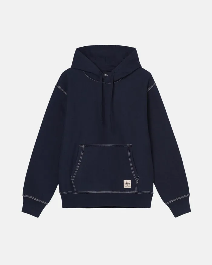 Sweats Men Stussy CONTRAST STITCH LABEL HOODIE Navy