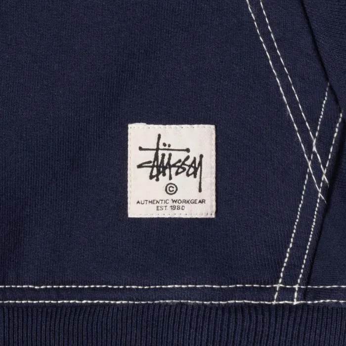 Sweats Men Stussy CONTRAST STITCH LABEL HOODIE Navy Sweats Men Stussy CONTRAST STITCH LABEL HOODIE Navy