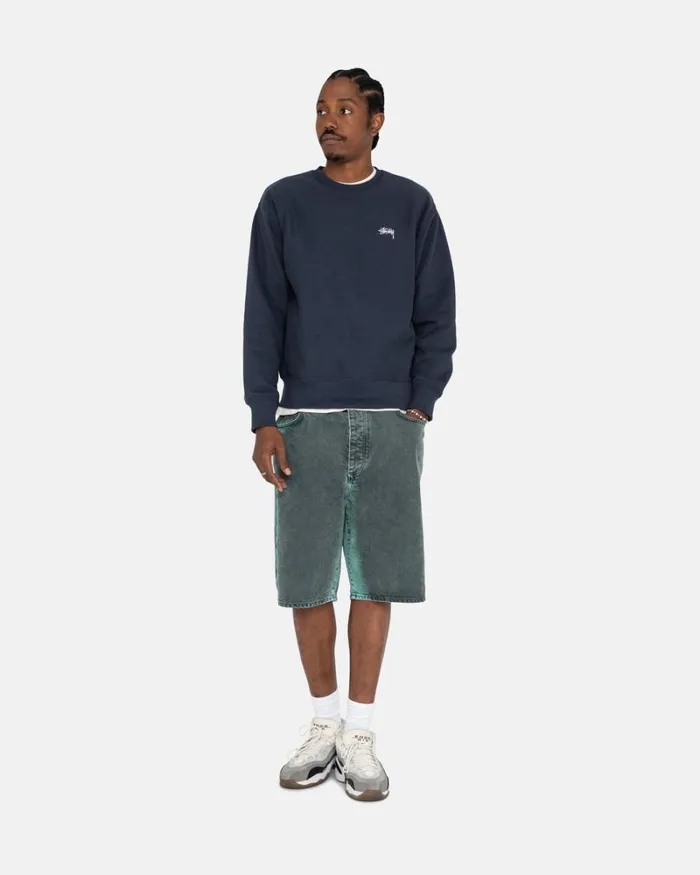 Sweats Men Stussy OVERDYED STOCK LOGO CREW Navy Sweats Men Stussy OVERDYED STOCK LOGO CREW Navy