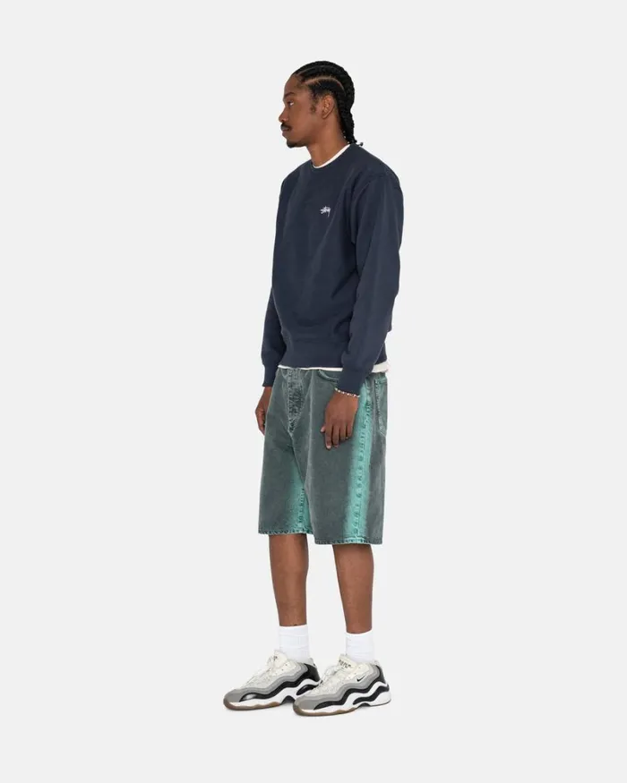 Sweats Men Stussy OVERDYED STOCK LOGO CREW Navy Sweats Men Stussy OVERDYED STOCK LOGO CREW Navy