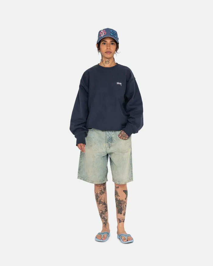 Sweats Men Stussy OVERDYED STOCK LOGO CREW Navy Sweats Men Stussy OVERDYED STOCK LOGO CREW Navy