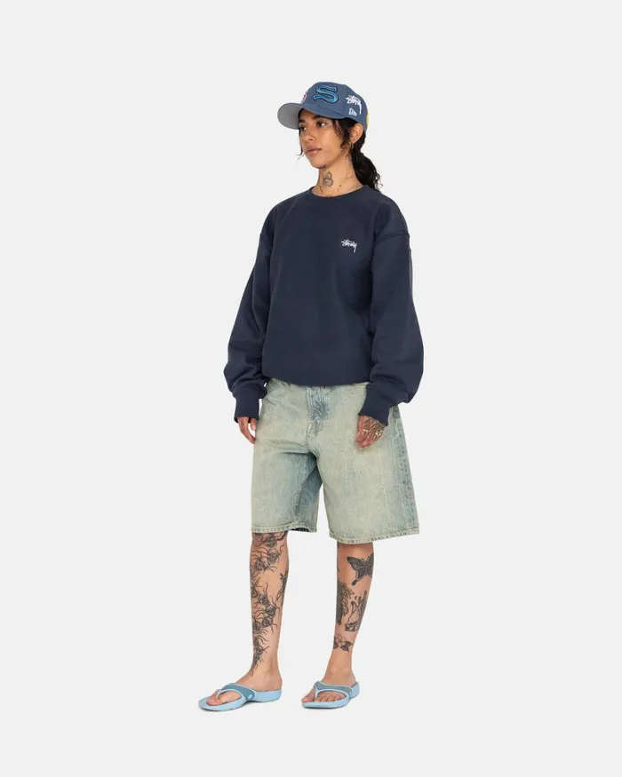 Sweats Men Stussy OVERDYED STOCK LOGO CREW Navy Sweats Men Stussy OVERDYED STOCK LOGO CREW Navy