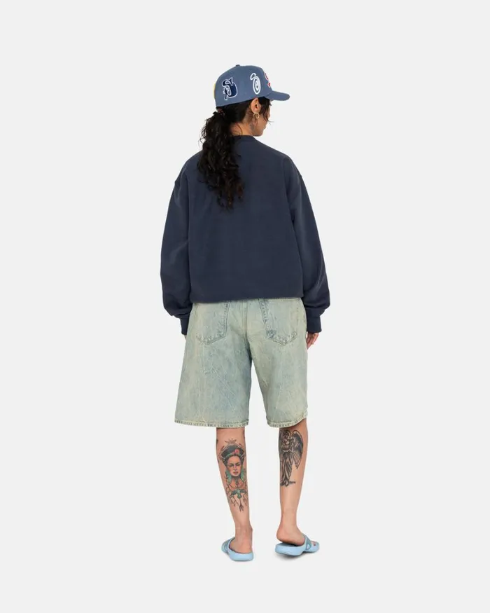 Sweats Men Stussy OVERDYED STOCK LOGO CREW Navy Sweats Men Stussy OVERDYED STOCK LOGO CREW Navy