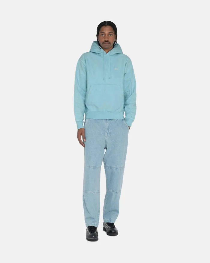 Sweats Men Stussy OVERDYED STOCK LOGO HOODIE Blue Sweats Men Stussy OVERDYED STOCK LOGO HOODIE Blue
