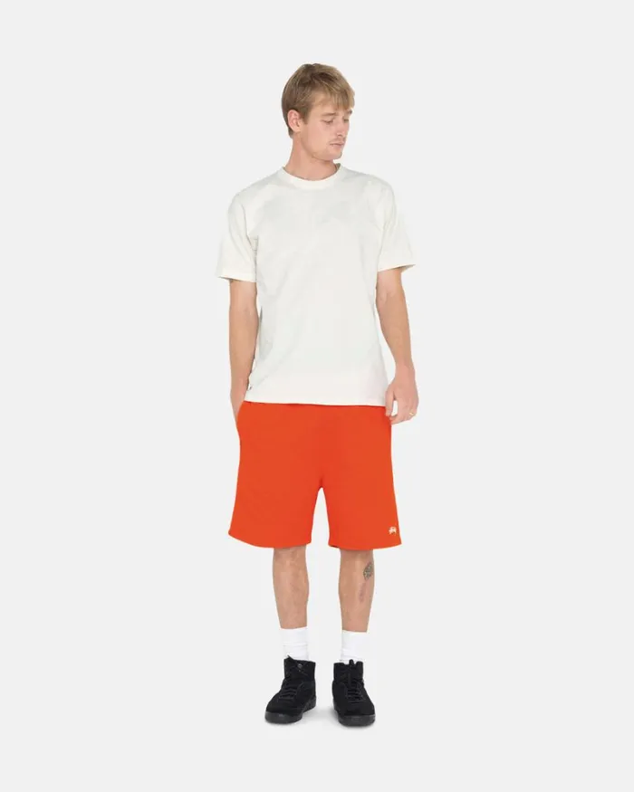Sweats Men Stussy OVERDYED STOCK LOGO SWEAT SHORT Orange Sweats Men Stussy OVERDYED STOCK LOGO SWEAT SHORT Orange