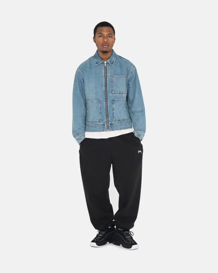 Sweats Men Stussy OVERDYED STOCK LOGO SWEATPANT Black Sweats Men Stussy OVERDYED STOCK LOGO SWEATPANT Black