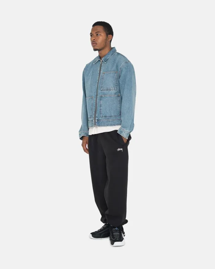 Sweats Men Stussy OVERDYED STOCK LOGO SWEATPANT Black Sweats Men Stussy OVERDYED STOCK LOGO SWEATPANT Black